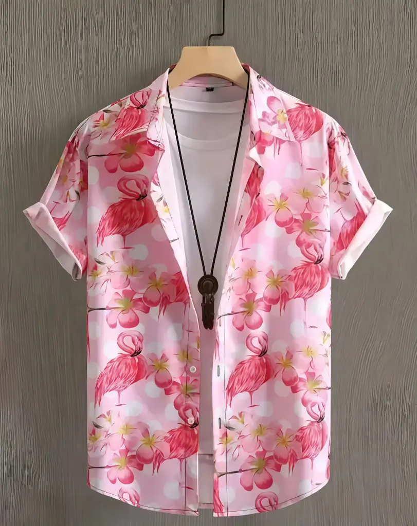 Pink Flamingo Floral Casual Shirt